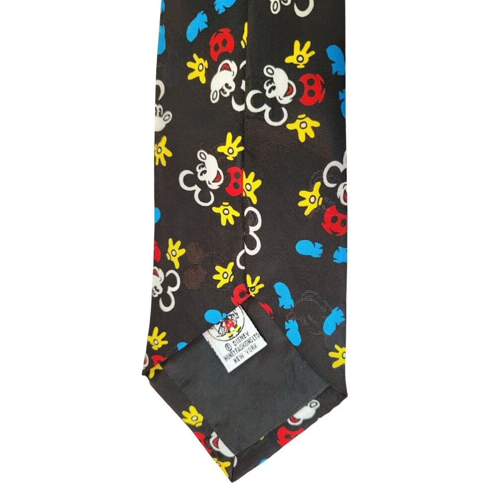 Disney Mickey Mouse Graphic Mens Tie Black Necktie Dance 54”